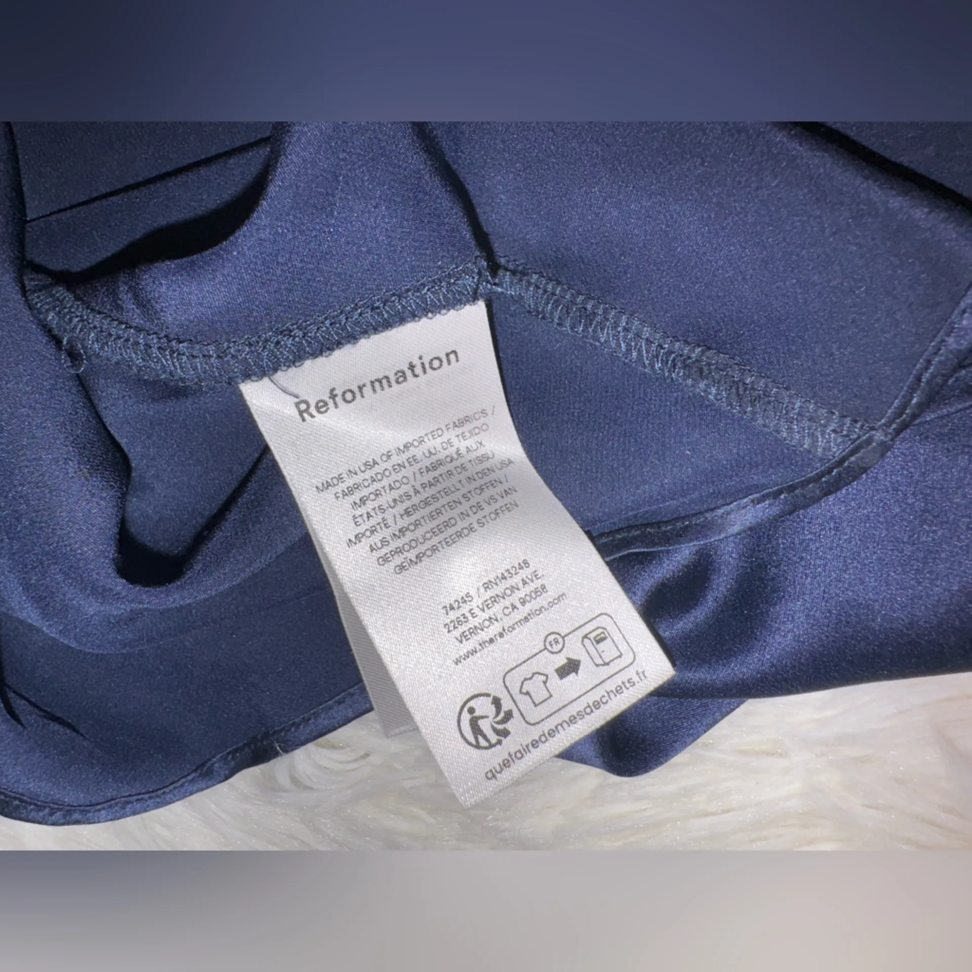 NEW reformation Jeany Silk Charmeuse Halter Navy Blue Dress sz S - Image 9