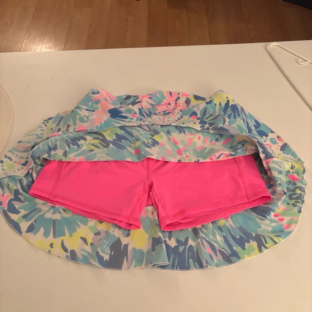 LILY PULITZER LUXLETHIC MULTICOLORED SKORT BUILT IN PINK SHORTS WITH POCKETS XS - Image 6
