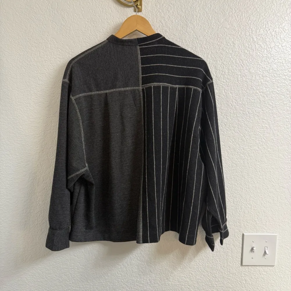 ALEMBIKA Chalk Stripe Oversized Shirt Jacket Size Small Black - Image 3