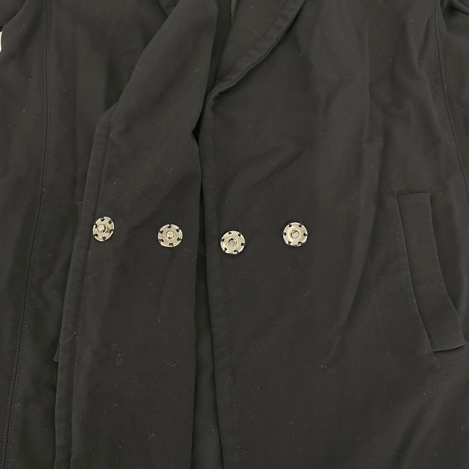 KF Kaufman Franco Collective Black Long Sleeve Collared Snap Front Coat Size S - Image 4