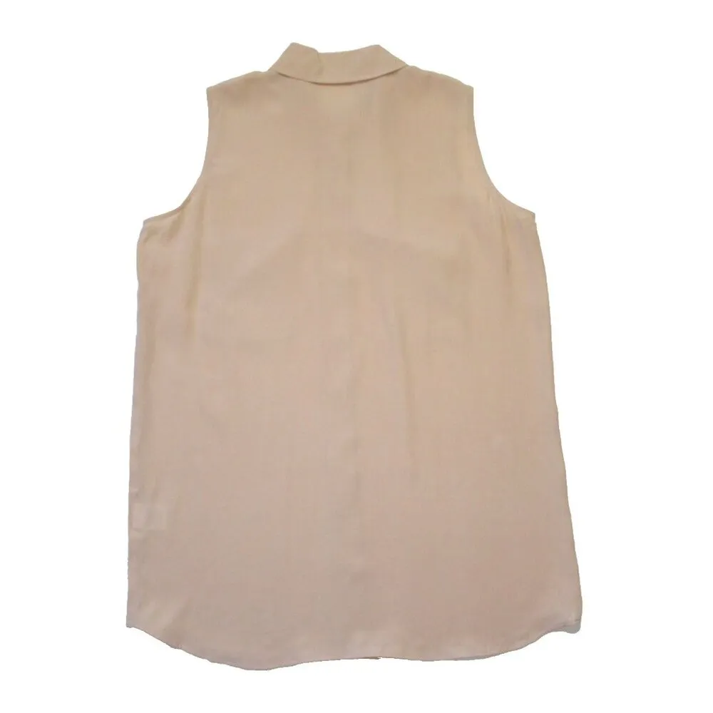 NWT Equipment Sleeveless Signature in Nude Silk Button Down Blouse Shirt L - Image 10