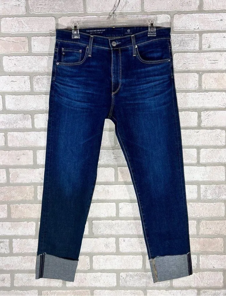 Ag The High Rise Stevie Cuff Slim Straight Jeans Size 31 - Image 4