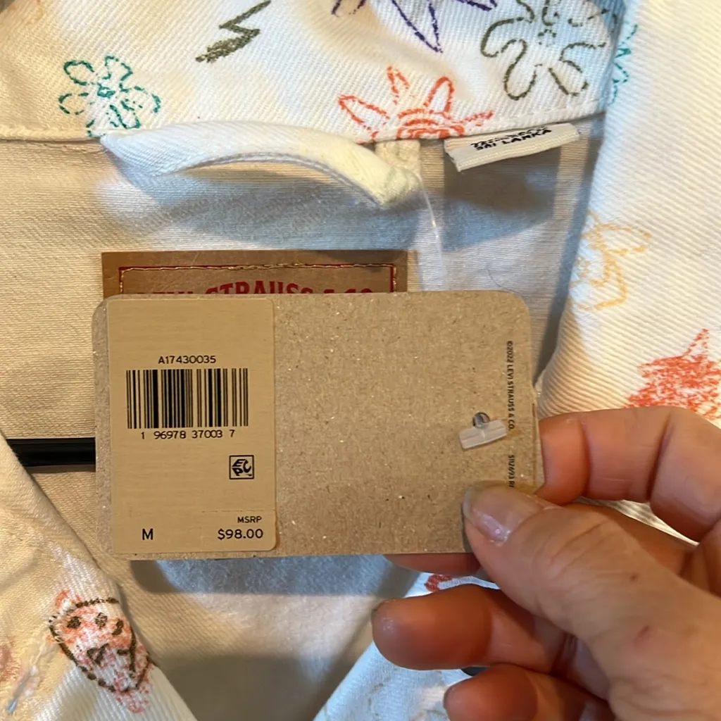 Levi's  oversized Doodle Denim Jacket (M) NWT🌸🛸👽⚡️🍄🌺 - Image 3