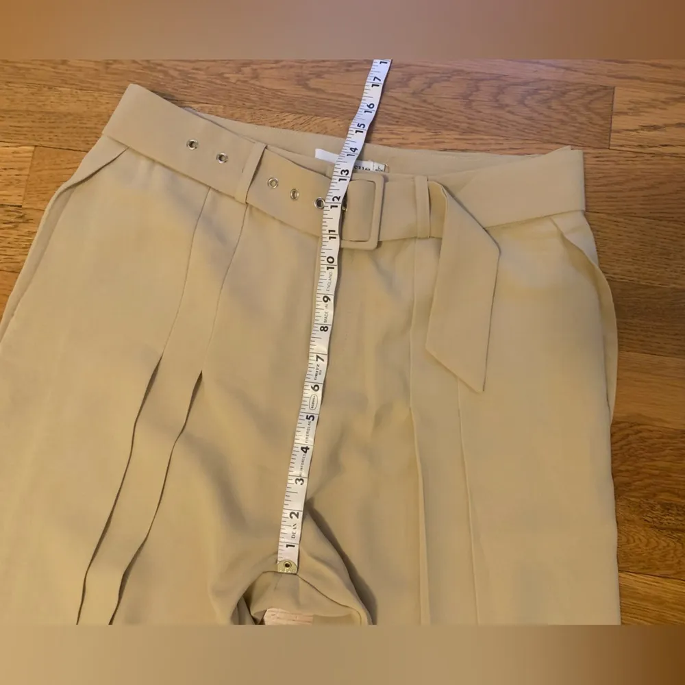 NWT High waist flowy wide leg belted culotte pants size L Tan Size L - Image 13