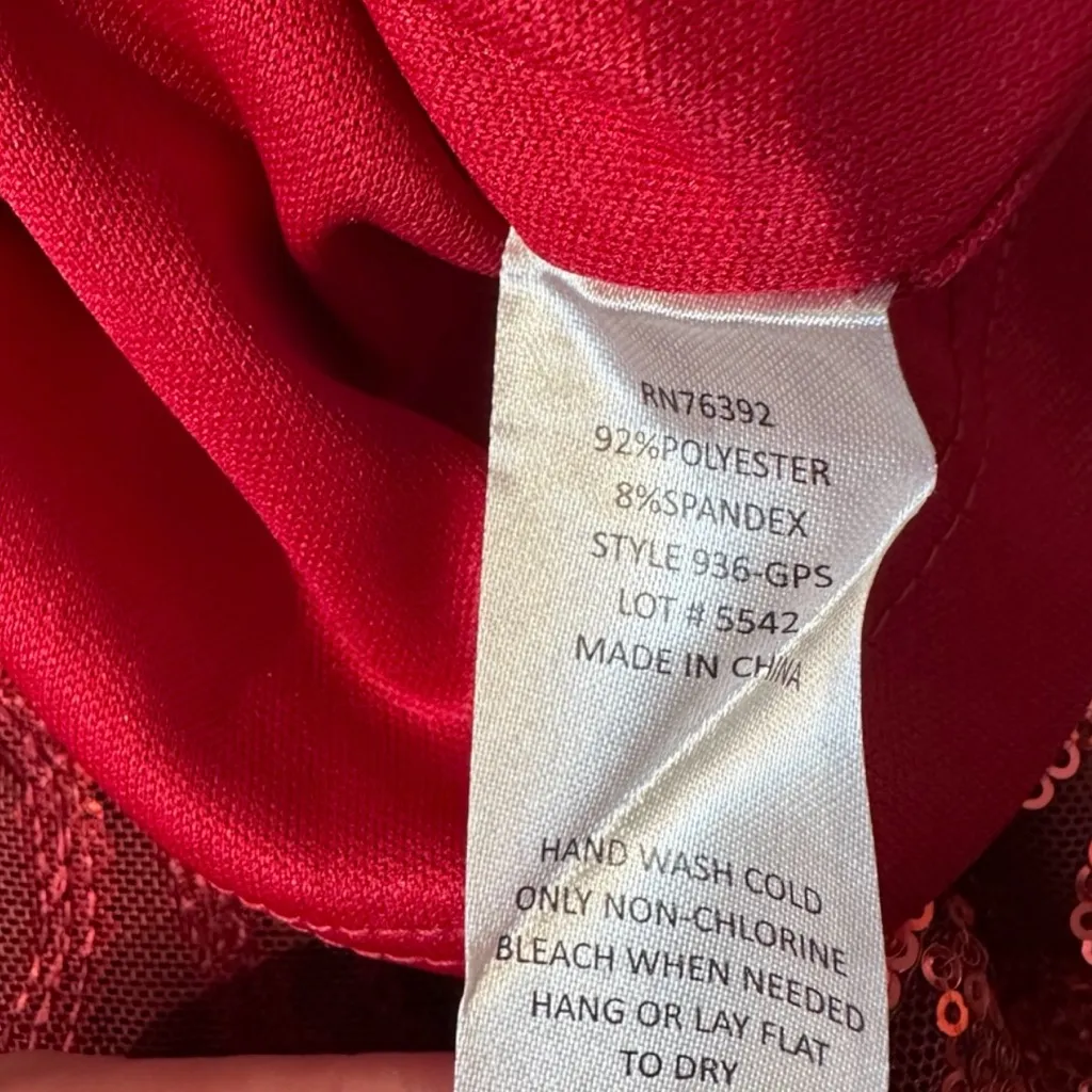 Olivia Matthews Red Sequin Party Dress Knee Length Short Sleeves Size 16‎ NWT - Image 6