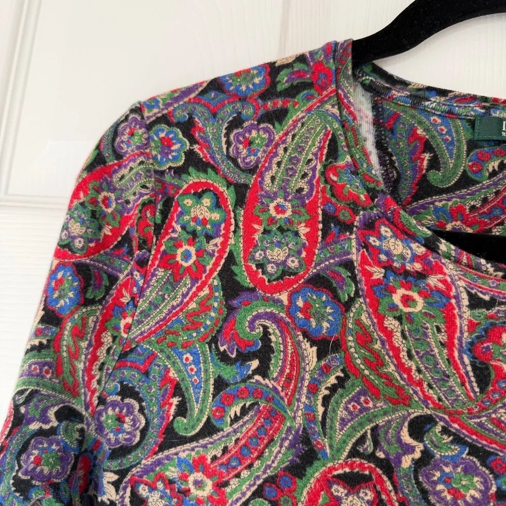 Lauren Ralph Lauren Paisley Patterned Long Sleeve Shirt Size Large 100% Cotton - Image 3