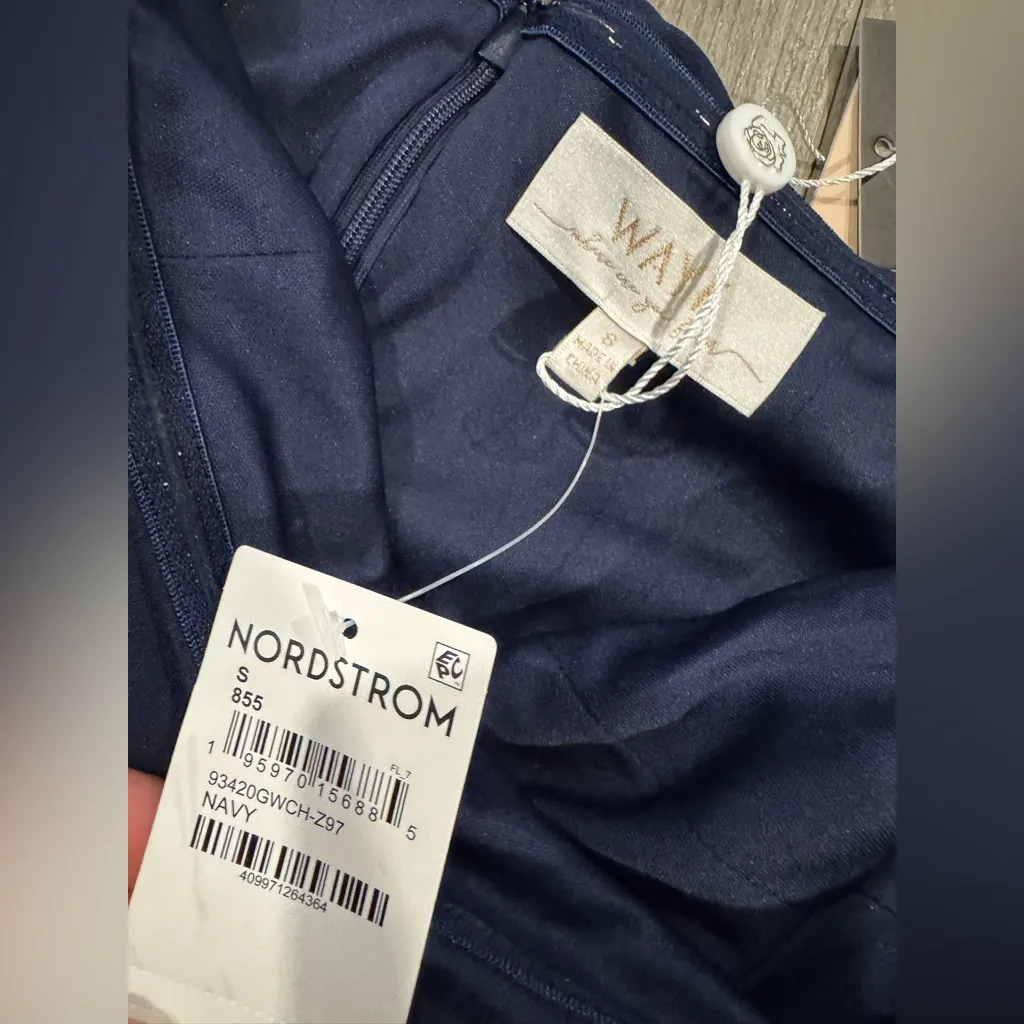 Wayf Strapless Navy Ruffle Dress - Image 11