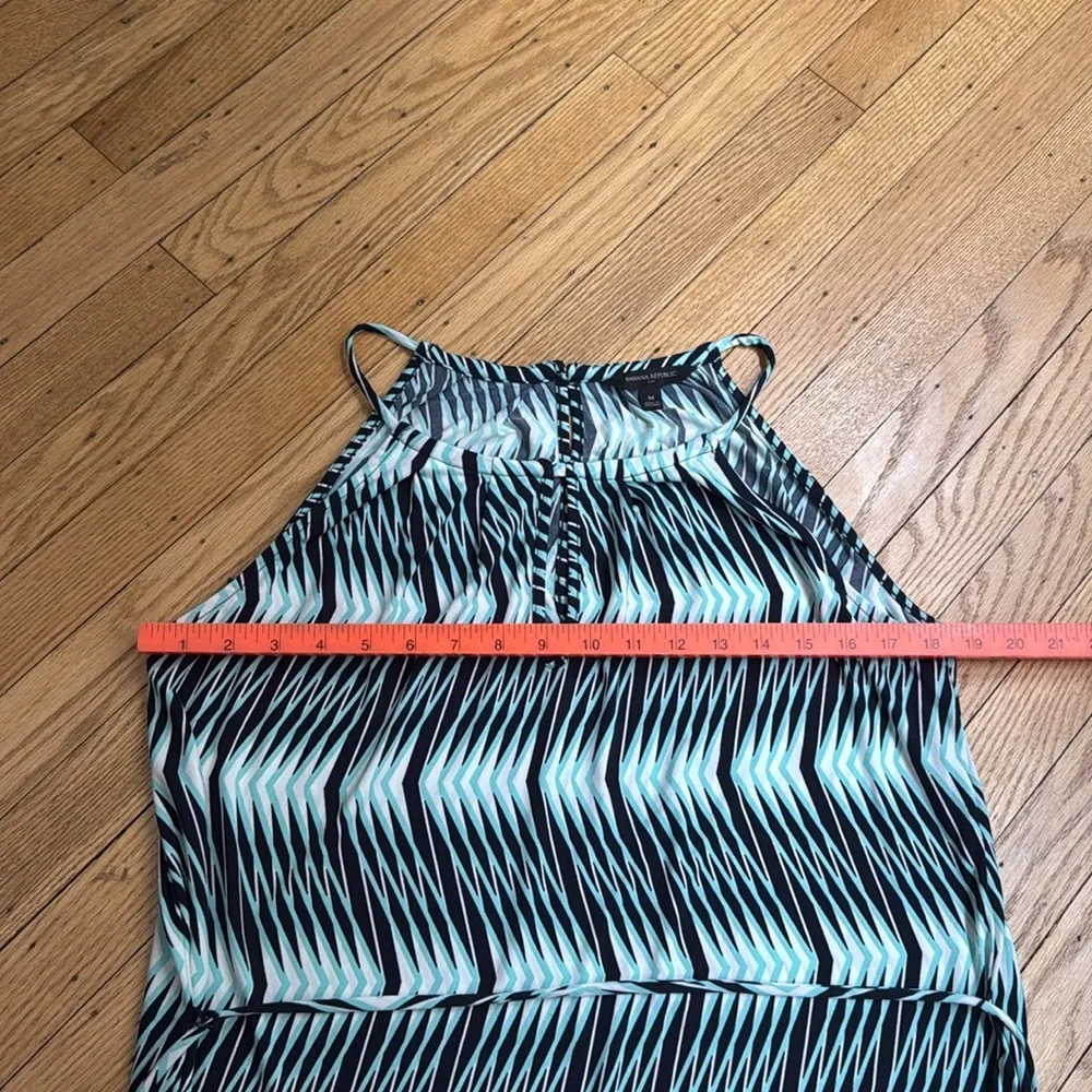 Banana Republic Sleeveless Geometric Print Dress Belted Tie-Waist Multicolor  M - Image 4