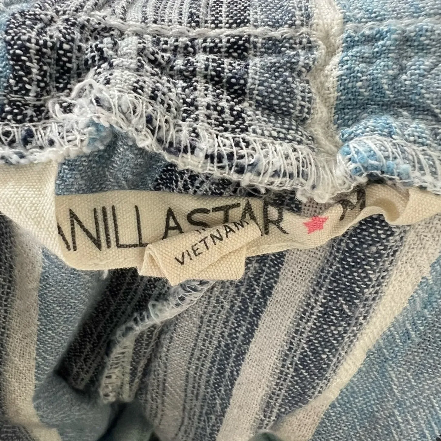 Vanilla Star Shorts Womens M Blue Striped Tie Waist Stretch Coastal Lightweight - Image 3