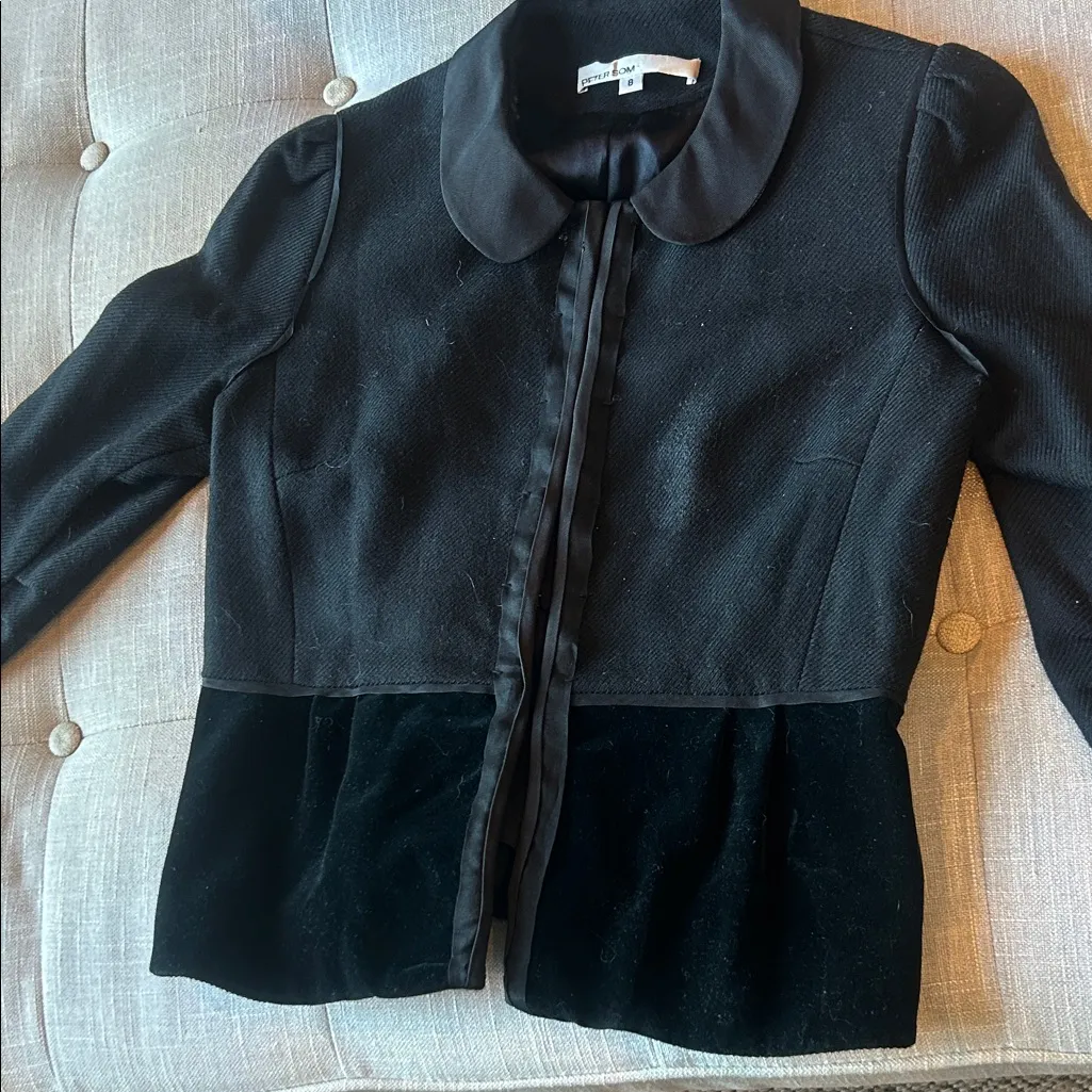 Peter Som Black Wool Silk Blend Corset Front Clasp Blazer Size 8 - Image 5