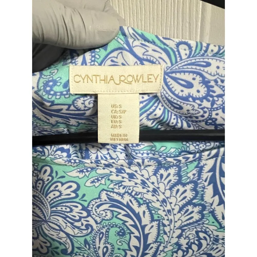 Cynthia Rowley Rayon Swing Blue Women Dress Women’s Size Small Paisley Print - Image 7