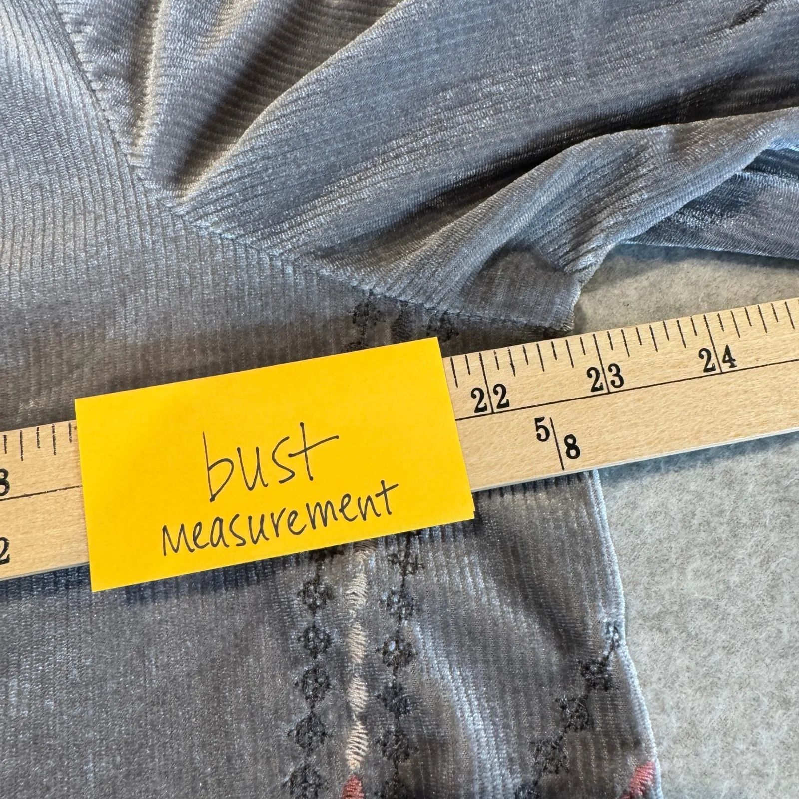 Anthropologie Kate & Sam Corduroy Embroidered Top Womens Large Gray Boho Hippie - Image 12