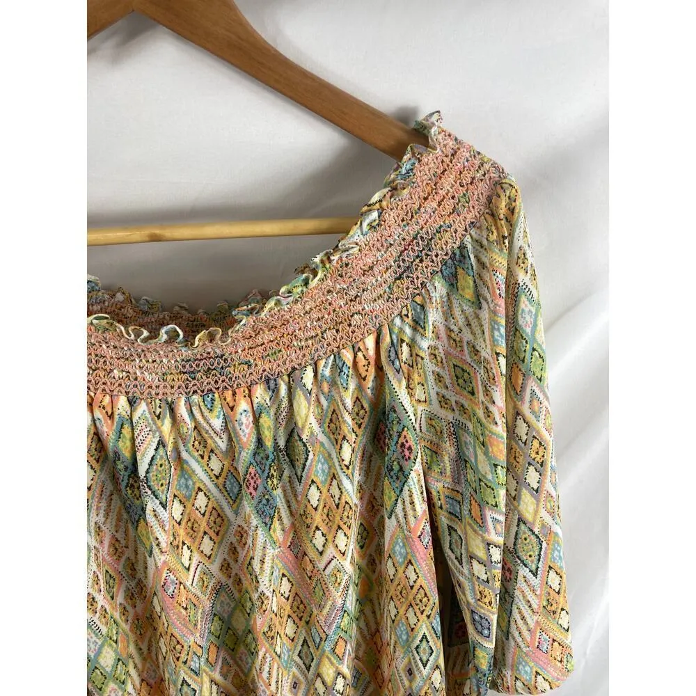 DR2 Off shoulder patterned dress M Yellow Size M - Image 2