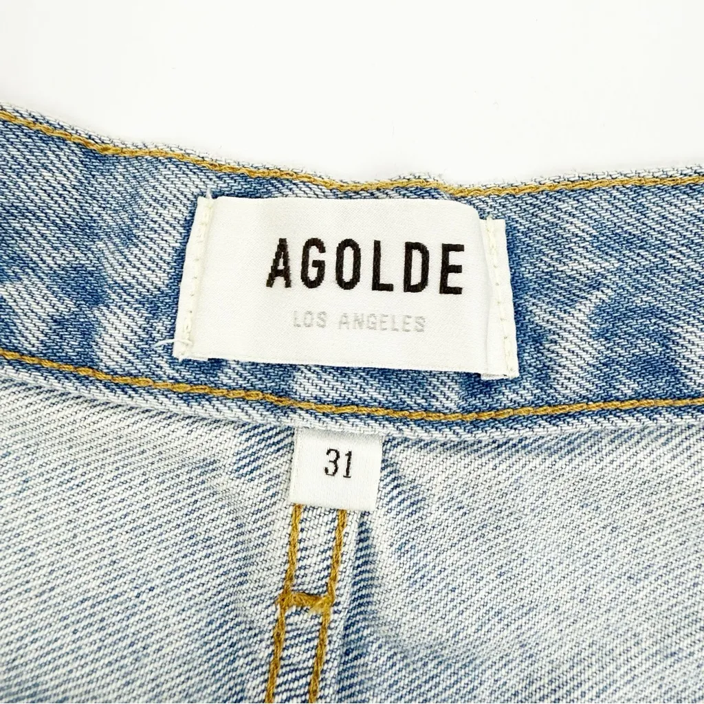 AGOLDE X Free People Riley High Rise Denim Jean Shorts Groove Light Wash - Image 13