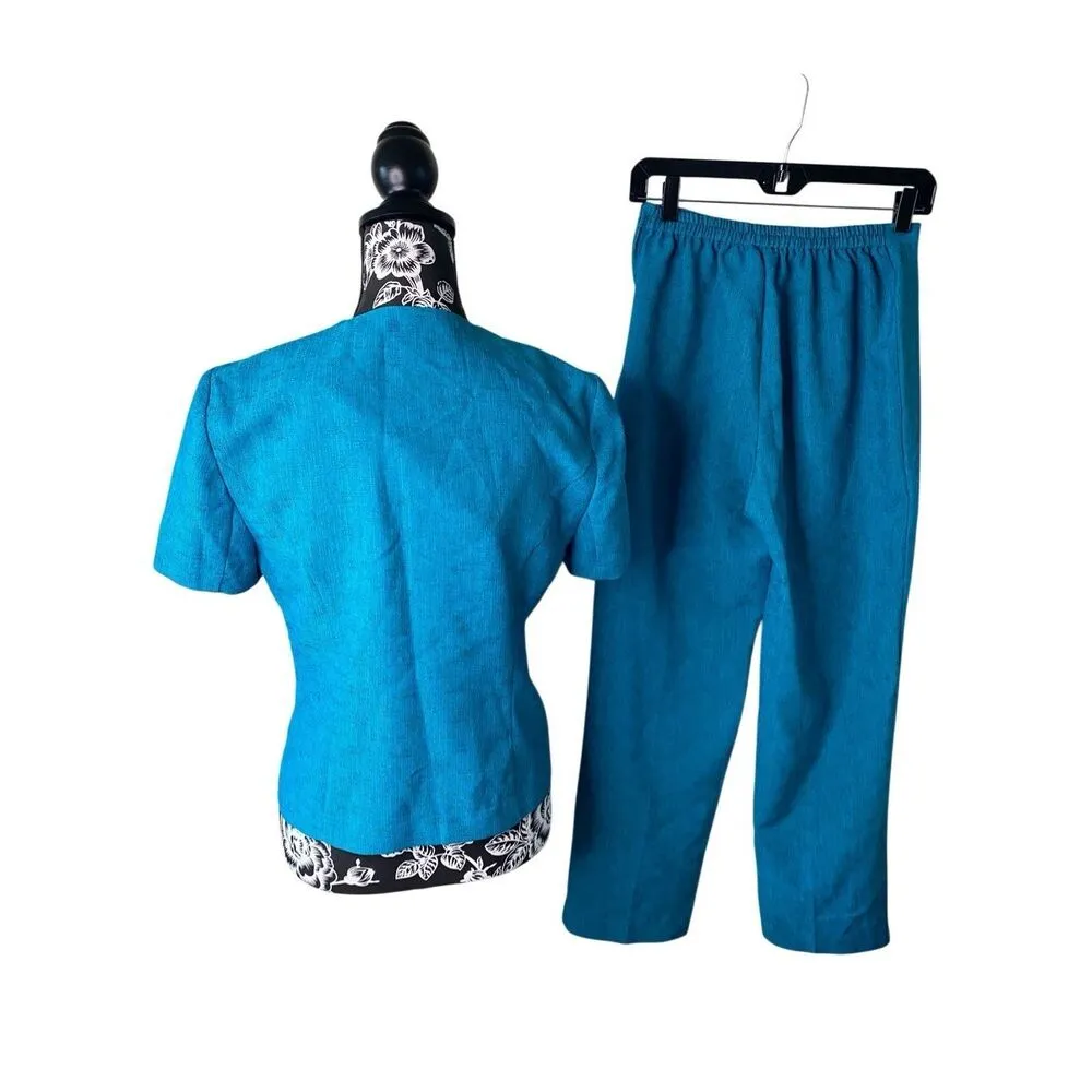 Sag Harbor 2Pc Pant Suit Professional Business Beaded Formal Wedding Office Blue Size 6P - Image 2