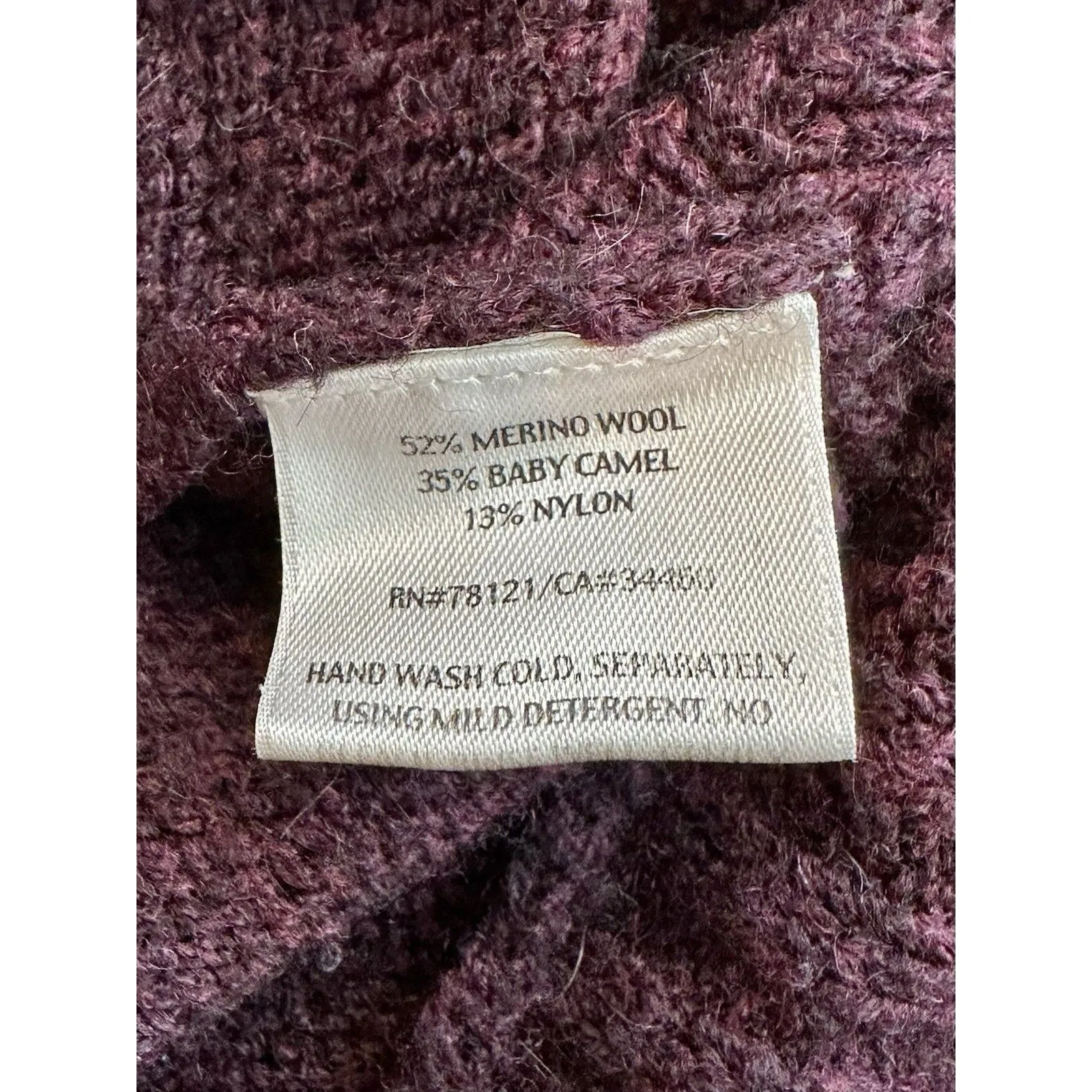 Eileen Fisher Merino Camel Dark Pomegranate Cowl Neck Cocoon Sweater Size M EUC! - Image 5