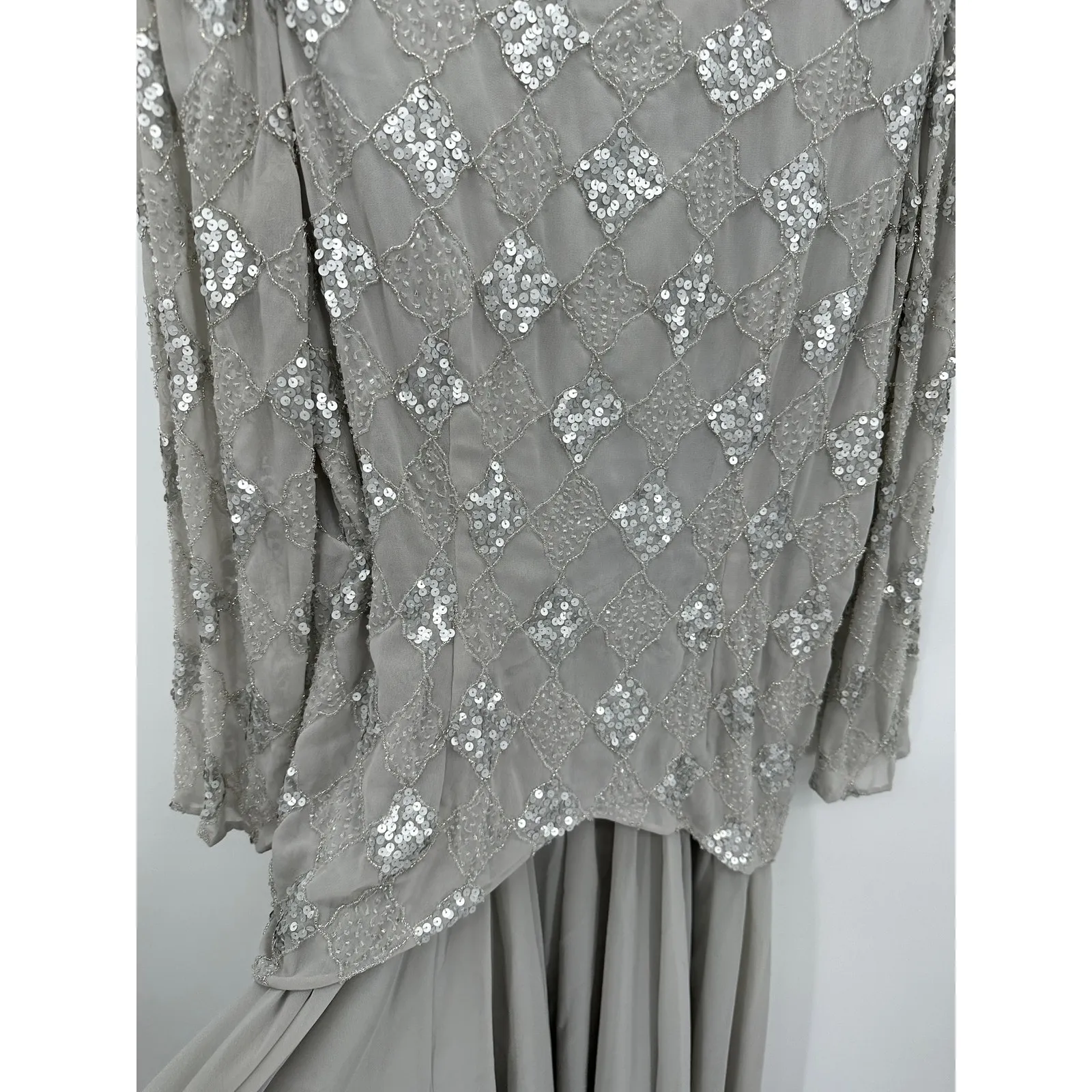 Cassandra Stone Womens Silver Embellished Formal Gown Size 14 Mother of Bride - Image 6