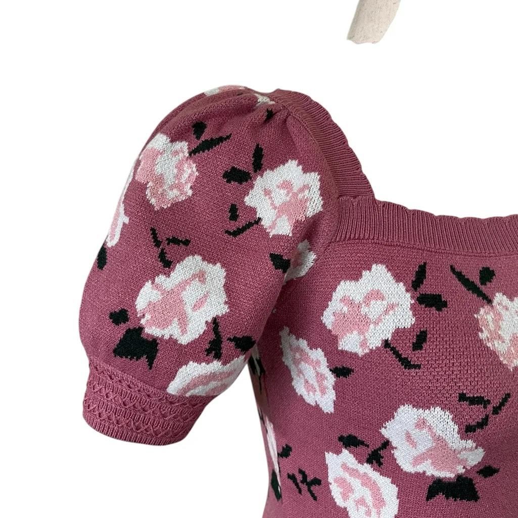 Willow & Wind Puffy Short Sleeve Sweater Pink Size XS - Image 8