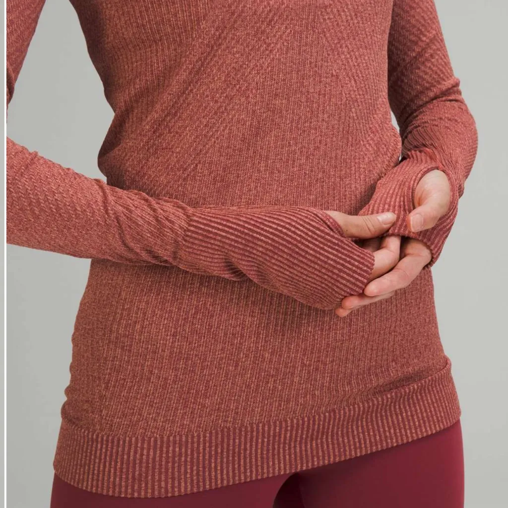 Lululemon Rest Less Pullover Top Size 10/12 Heathered Mulled Wine/Pink Savannah Red - Image 6