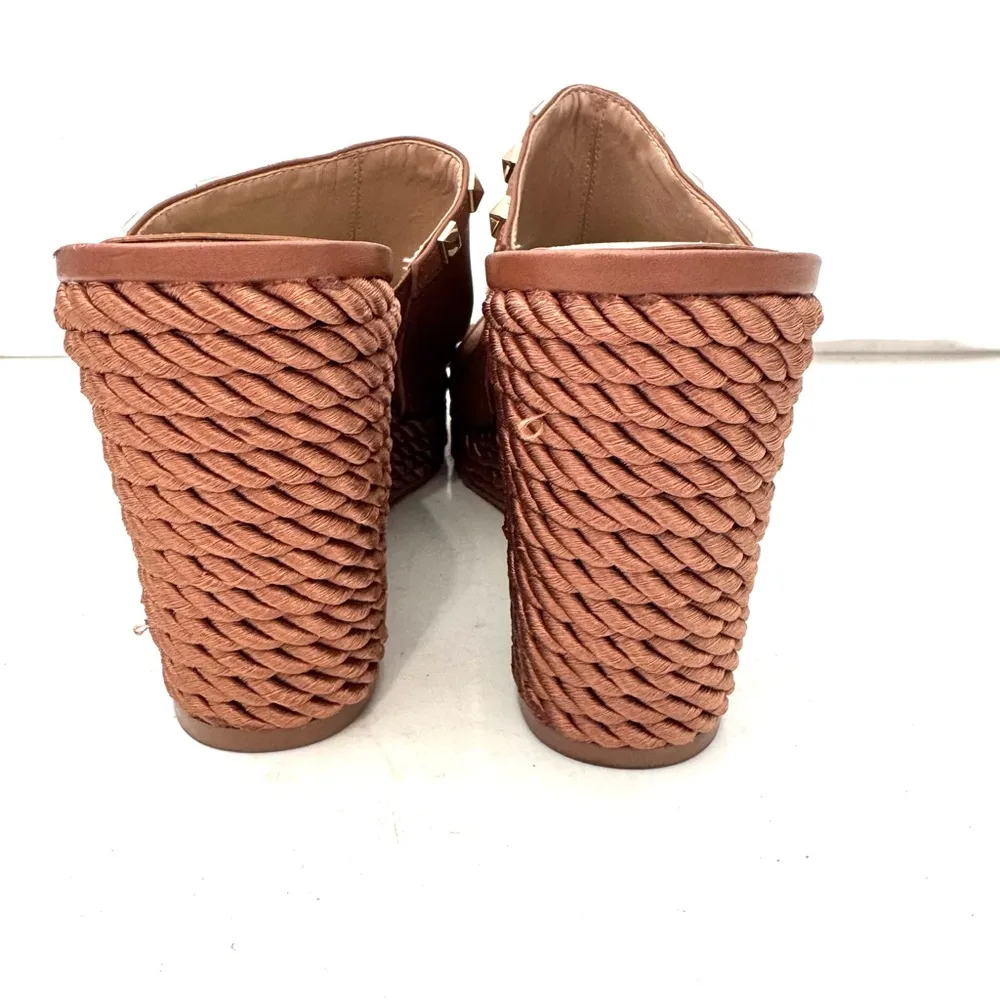 White House Black Market Brown Slip On Studded Wedges Size 11 - Image 4