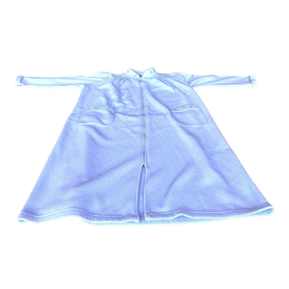 Miss Elaine Maxi Robe PL Petite Large Blue Fleece Zip Embroidered Flower… Size undefined - Image 8