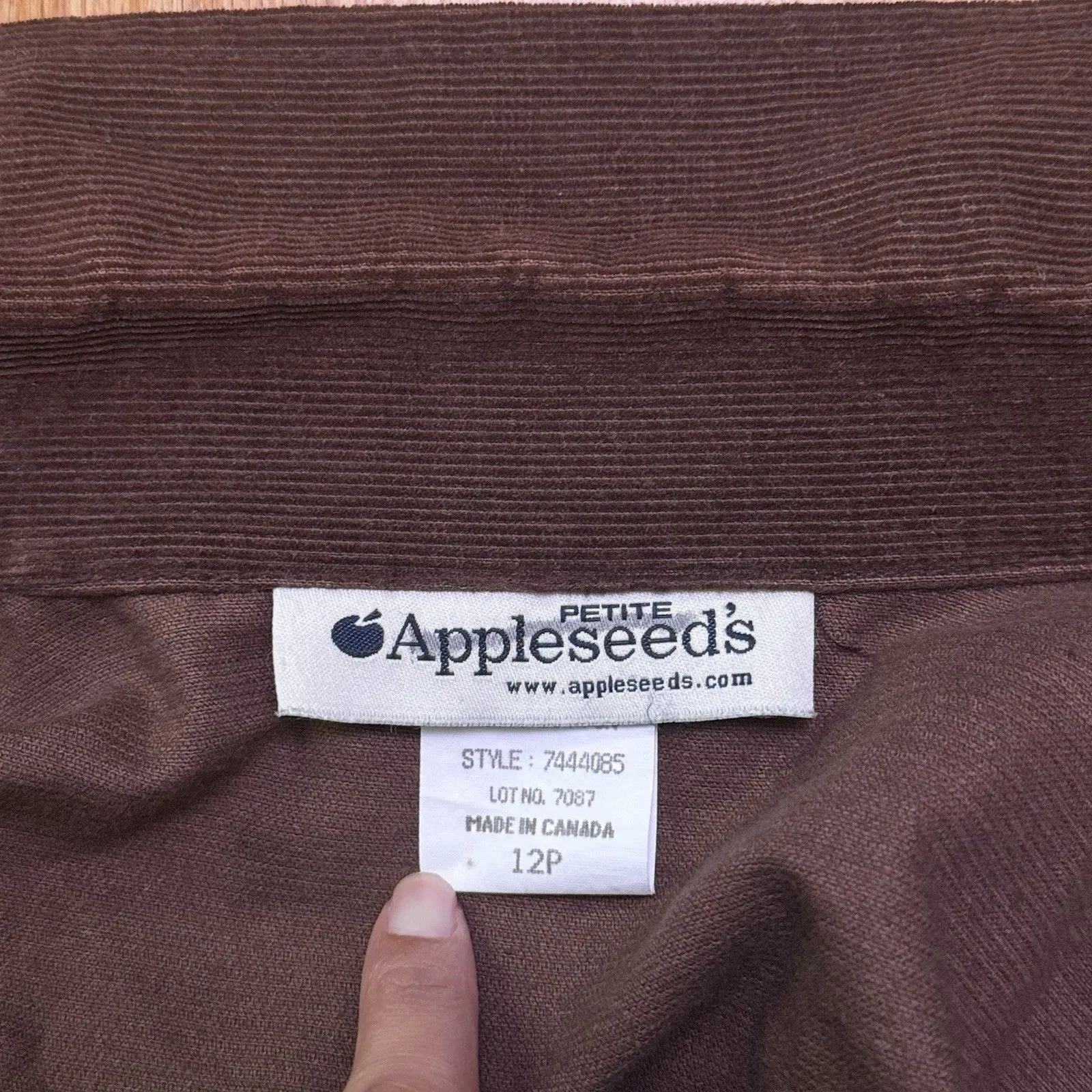 Appleseeds Women’s VTG Corduroy Shirt Petite Dark Academia Preppy Brown 12P - Image 5