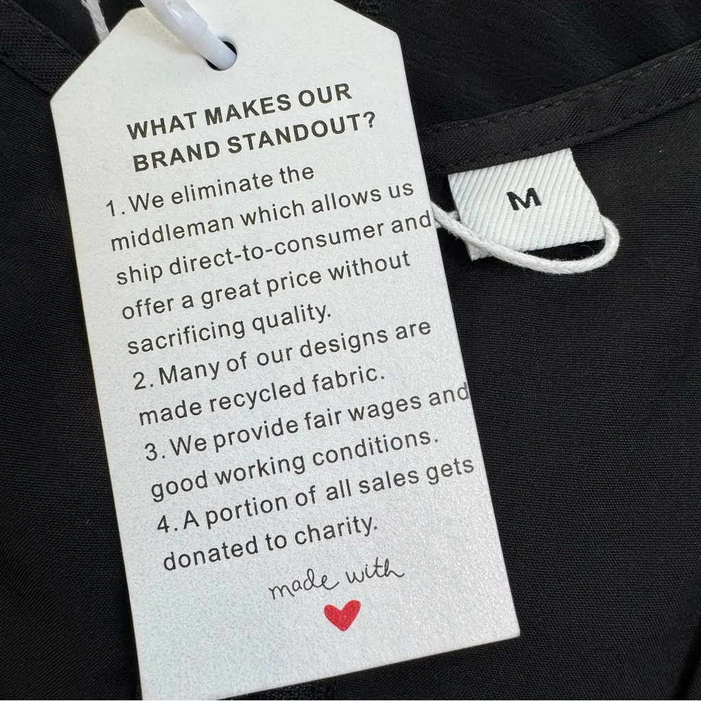 Made With Love Black Midi Dress NWT Medium Ruffle Sleeve V - Image 12