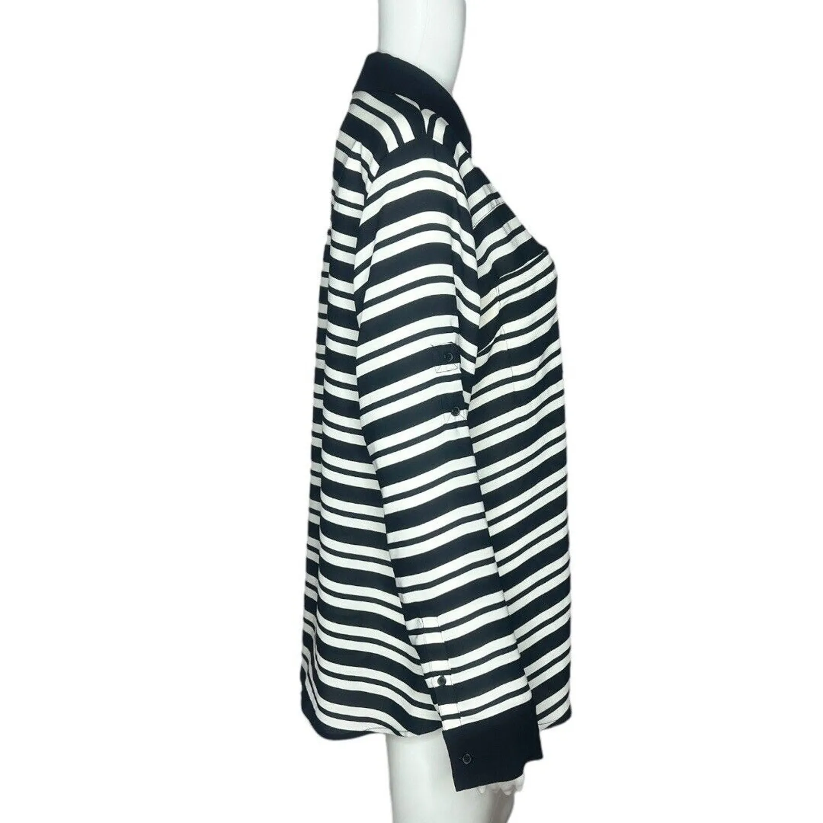 Express Shirt Womens Large Black White‎ Striped Portofino Career Professional - Image 2