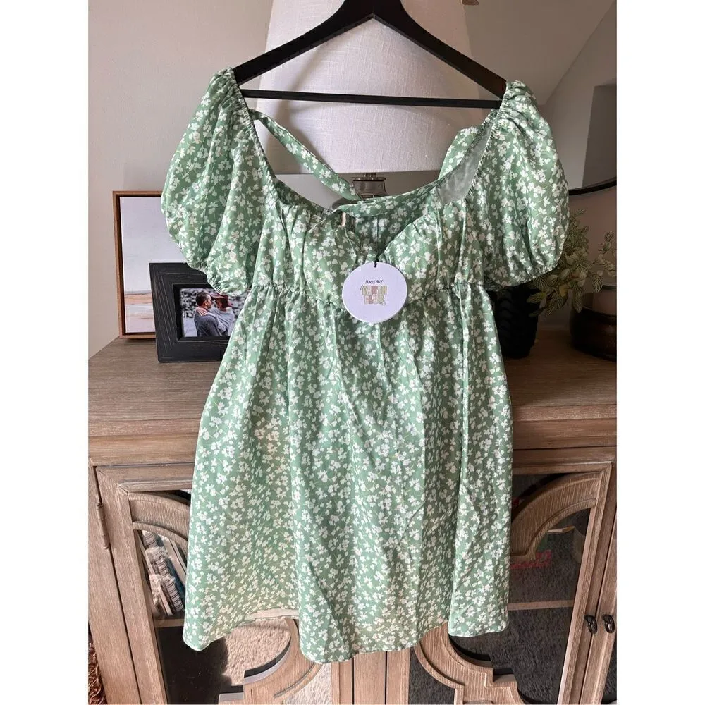 C59 Princess Polly NWT Let's Dance Mini Dress Green Floral Size 12 - Image 4