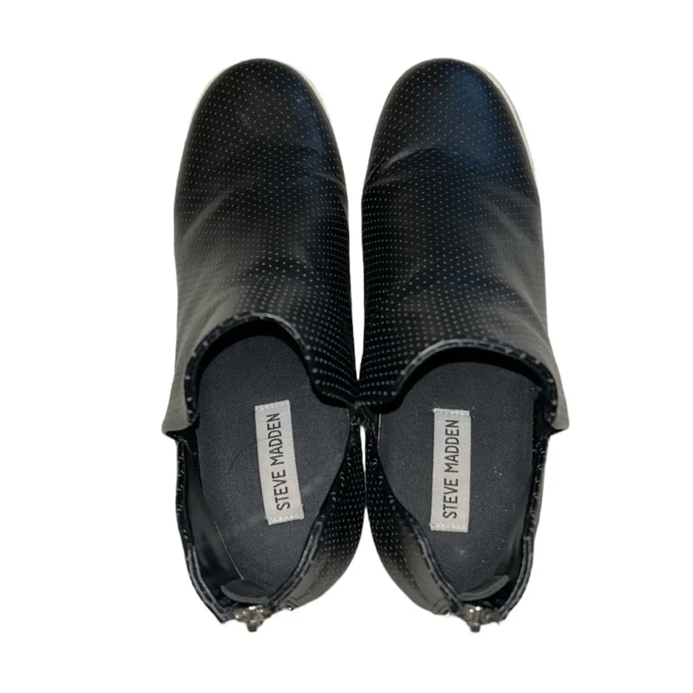 Black & White Steve Madden Designer Sneakers Georgie Women’s Size 9 Zipper Shoes - Image 6