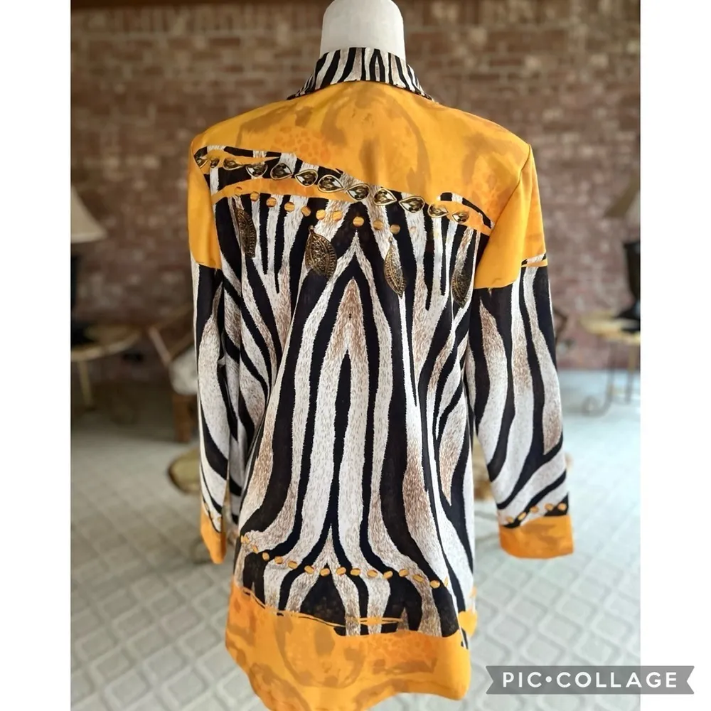 Missy Jacket Yellow Animal Print Ponte Knit Blazer XL Party Festival Chic Glam - Image 9