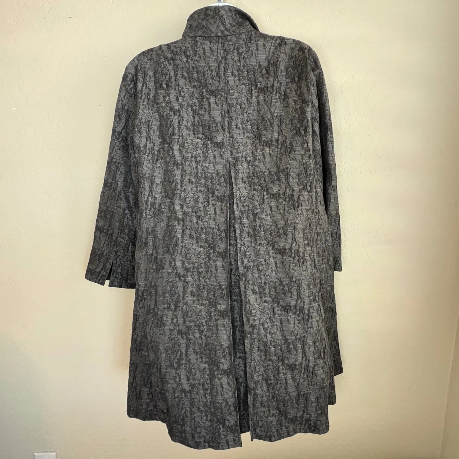 Eileen Fisher Textured Jacquard Open‎ Front Long Jacket Duster Womens Large - Image 4