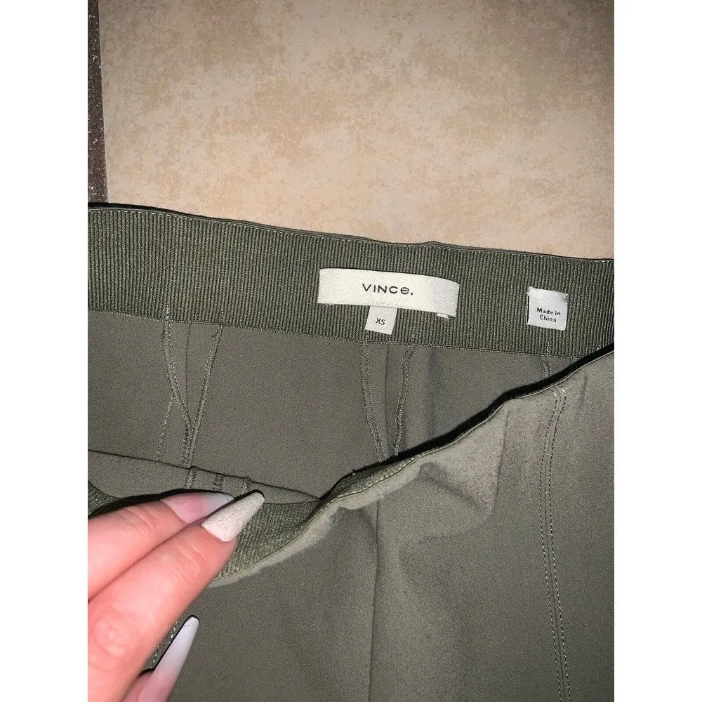 Vince Xs Pull on Pants With Zipper Sage Army Green fall casual preppy formal - Image 3