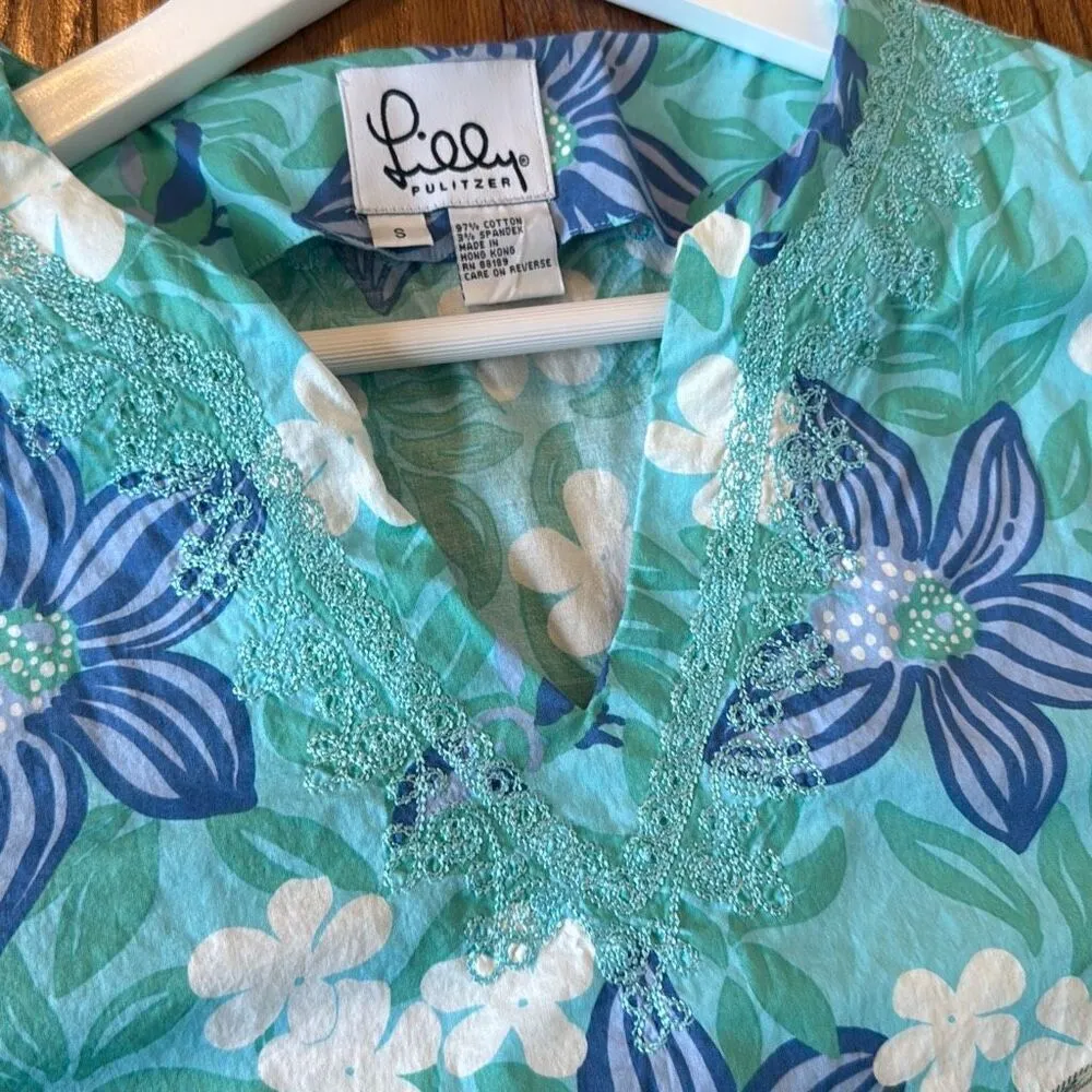 Lilly Pulitzer Vintage cotton embroidered notch neck dress small - Image 8