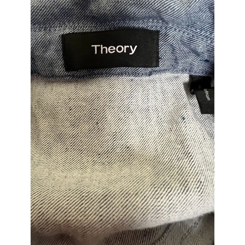 Theory Lightweight Linen Denim Cropped Jacket Size Small - Image 5