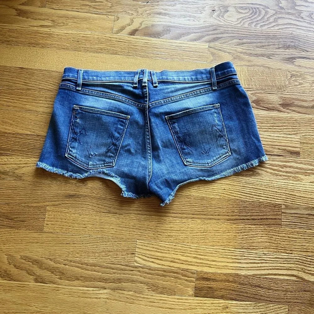 McGuire Cutoff Shorts Women Distressed Denim‎ Sz 30 Blue Raw Hem Booty Jean - Image 2