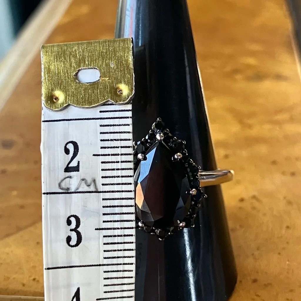Natural Black Spinel Sterling Silver Ring Size 10 - Image 8