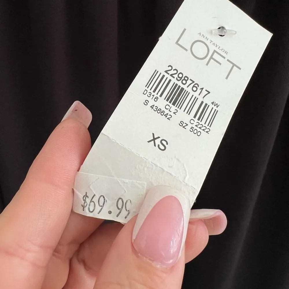 Ann Taylor LOFT off the shoulder Black dress XSMALL tie sleeve Midi NWT - Image 9