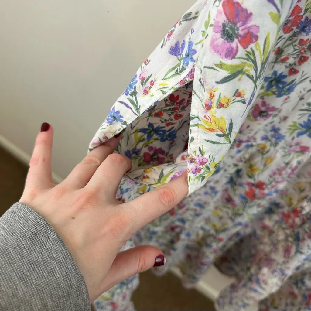 GAP Multicolor Puff Sleeve Floral Midi Shirt Dress Size XXL - Image 9