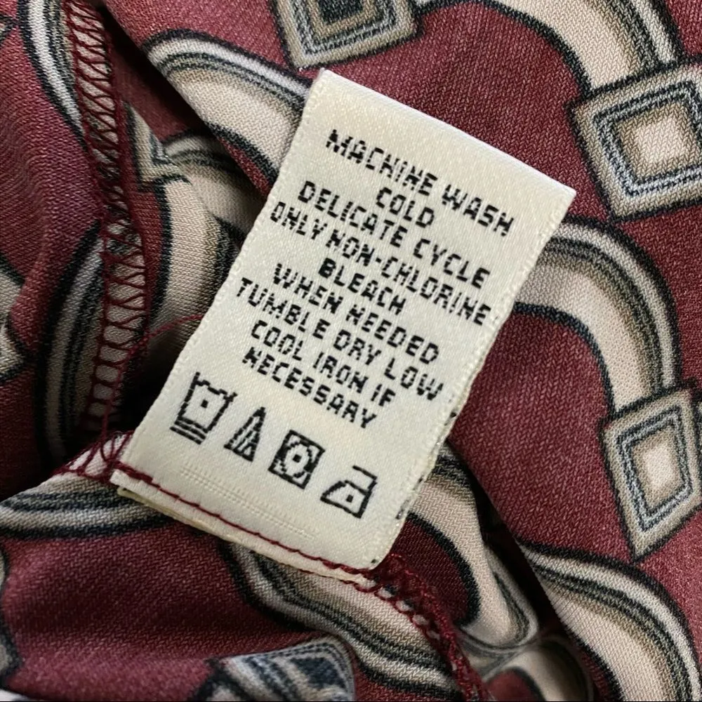 MAX STUDIO Maroon Geometric Print Small Top Blouse - Image 6