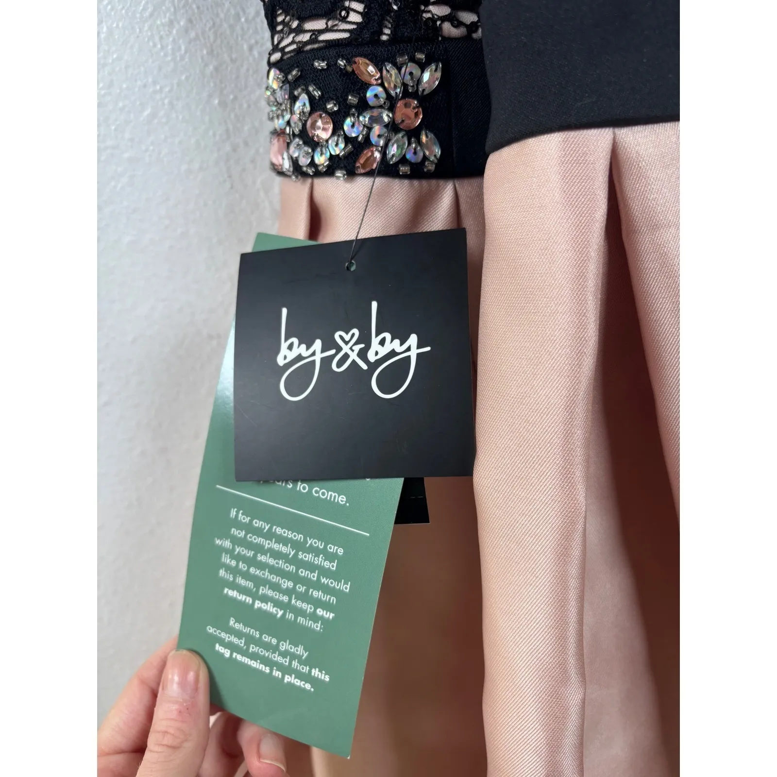 By & By Blush Size 1 Pink Black Sequin Lace‎ Homecoming Dress Pockets Size 1 - Image 10