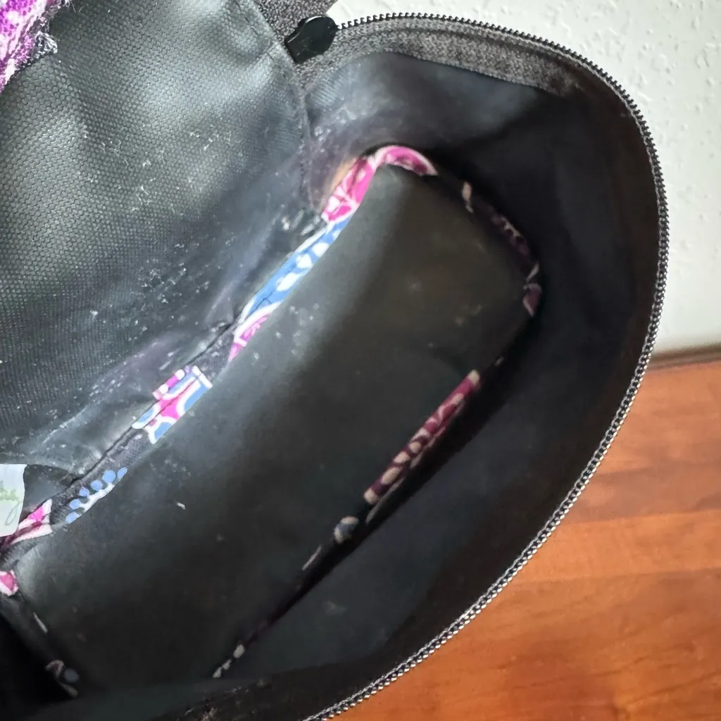 Vera Bradley Alpine Floral Print Makeup Cosmetic Bag Organizer Black Pink Travel - Image 4