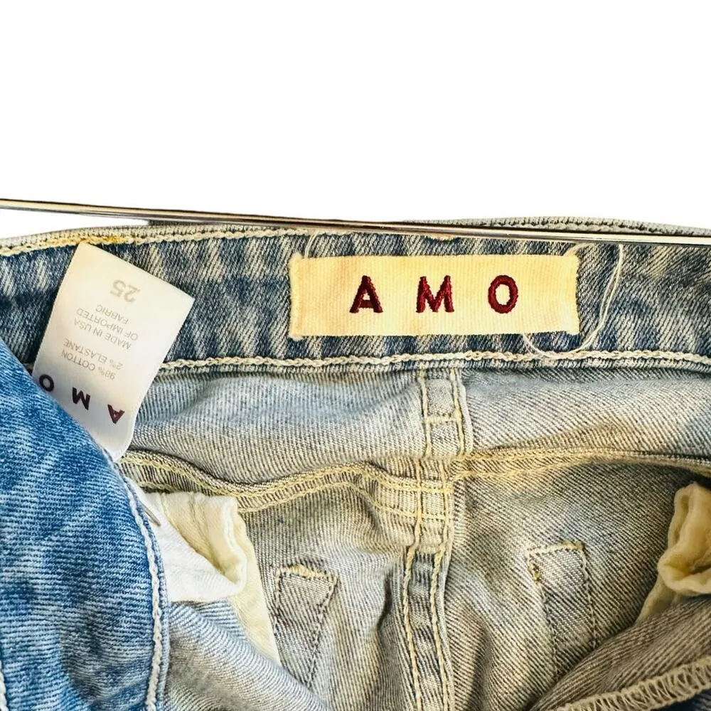 Free People AMO Stix Crop Spin The Bottle Distressed Light Wash Jeans Size 25 Blue - Image 6