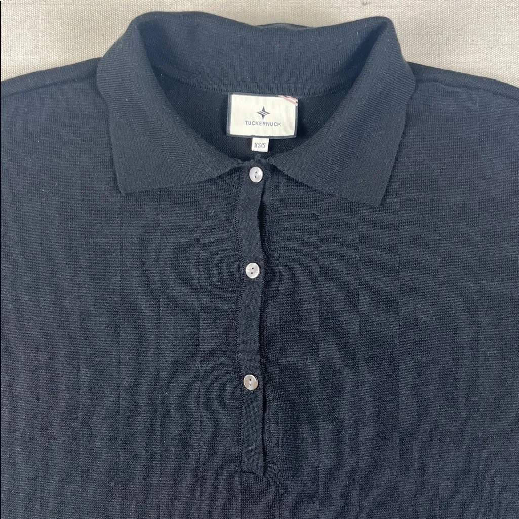 Tuckernuck Black Women's Polo Linen/Tencel Oversized sweater 
Size: XS/S - Image 2