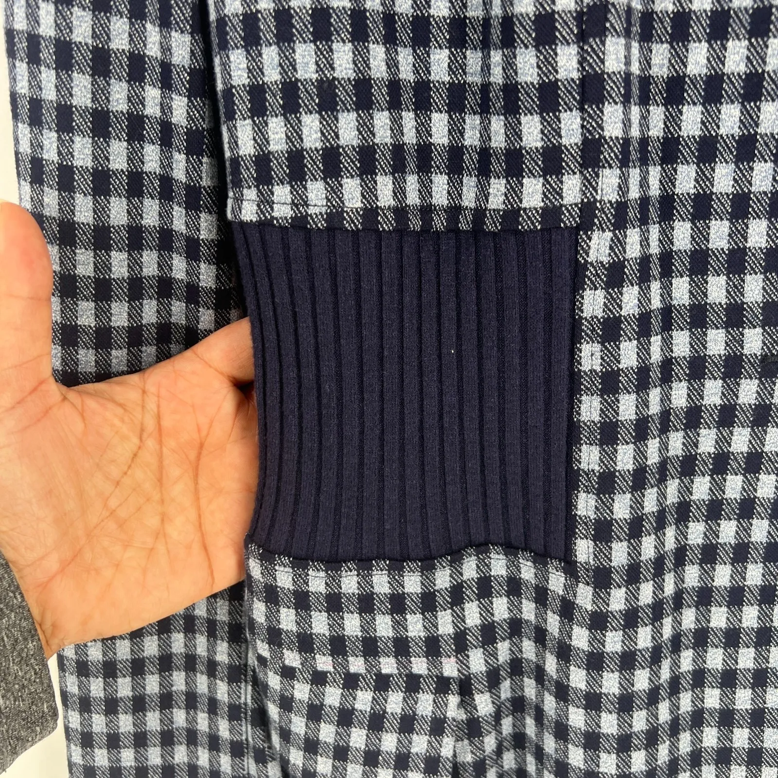 Cabi Checkup Blazer Jacket Womens Medium Navy Blue Gingham Check Stretch Formal - Image 6