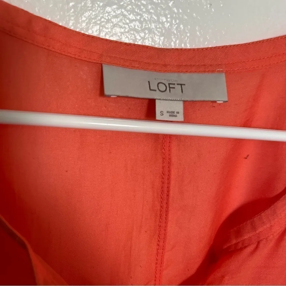 Loft  Long Sleeve Button Down Top Sheer Coral - Image 10