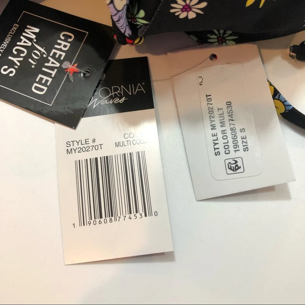 California Waves Floral Flounce Bikini Swim Top - Image 3