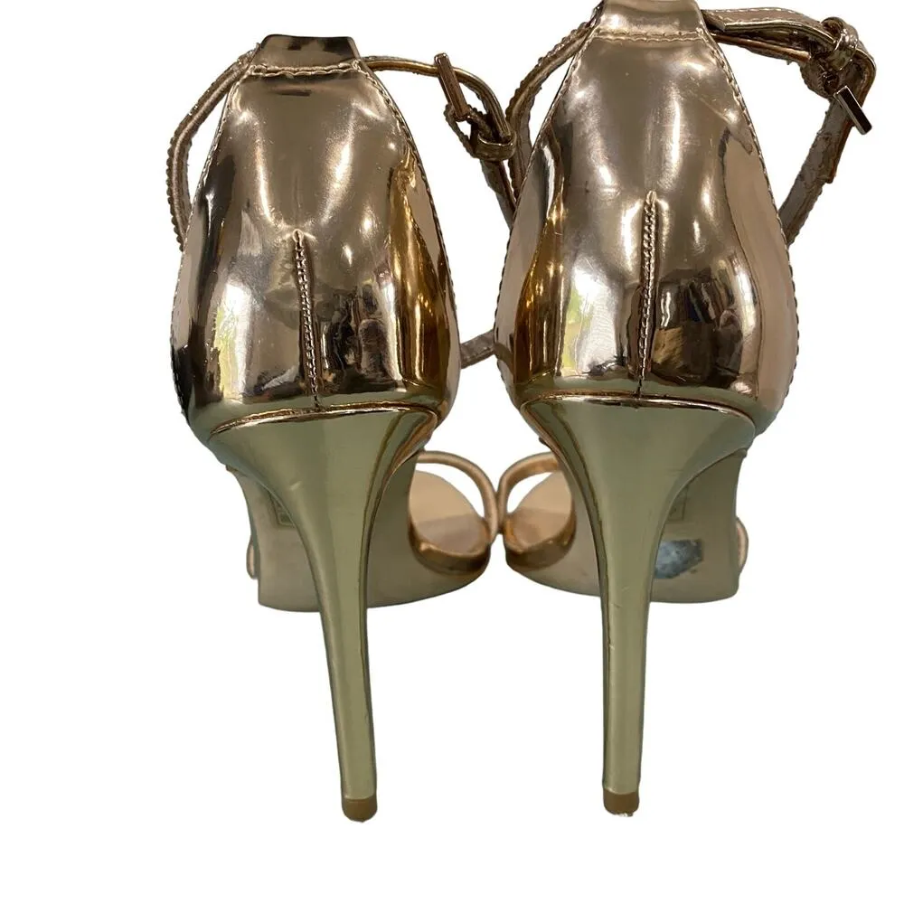 Rose Gold Metallic Heeled Bridal Heel Sandals Size US 7 - Image 4