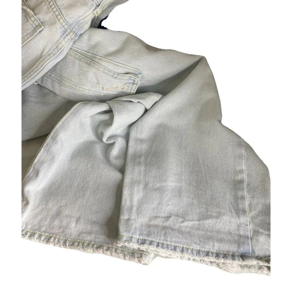 Zara Womens Size 4 Ultra High Rise Wide Leg Cargo Jeans 100% Cotton Medium Wash - Image 8