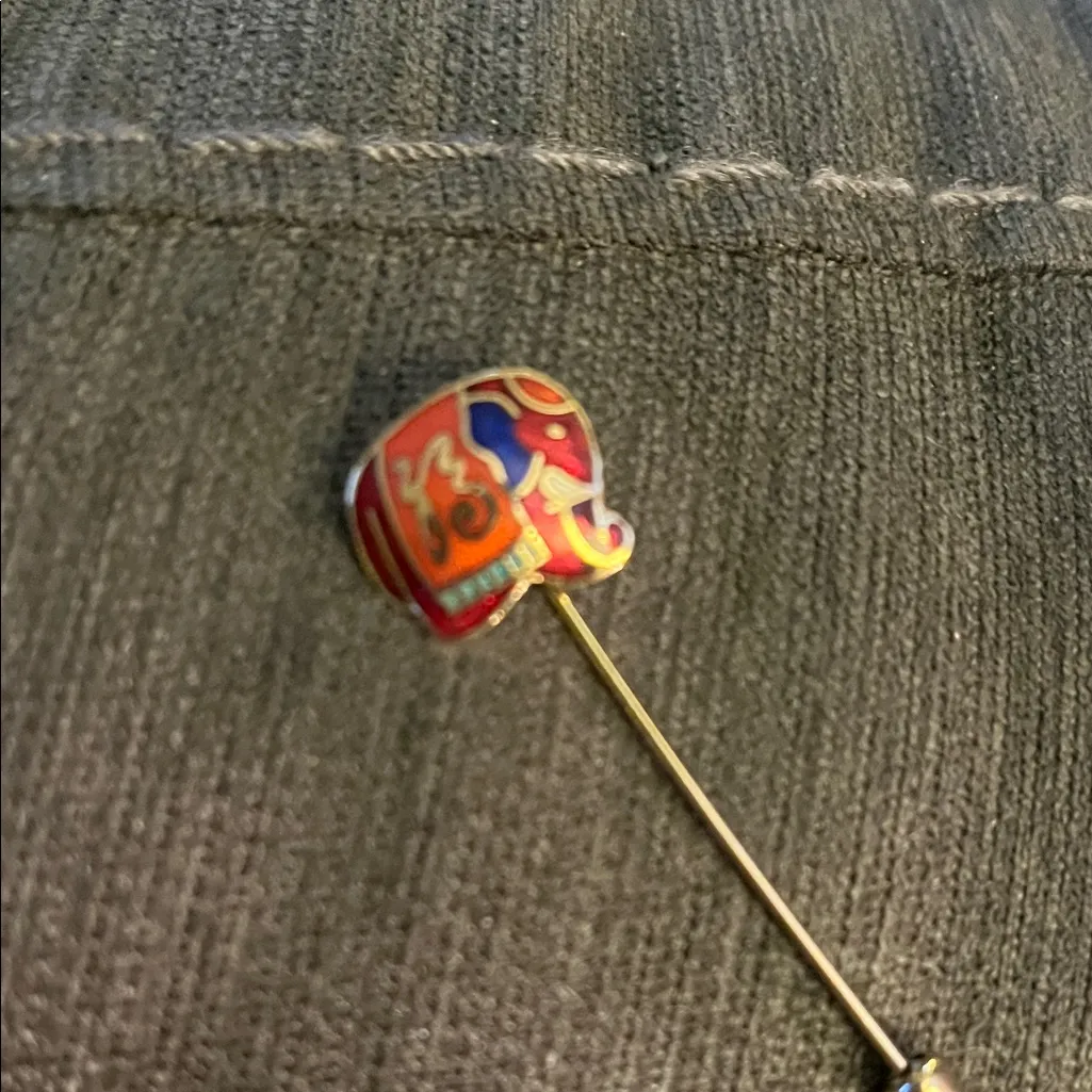 Vintage Colorful Elephant Stick Pin Blue - Image 2